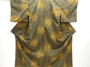 縞に撫子模様小紋着物